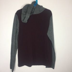 Ocean Current Medium Maroon & Gray hooded Shirt